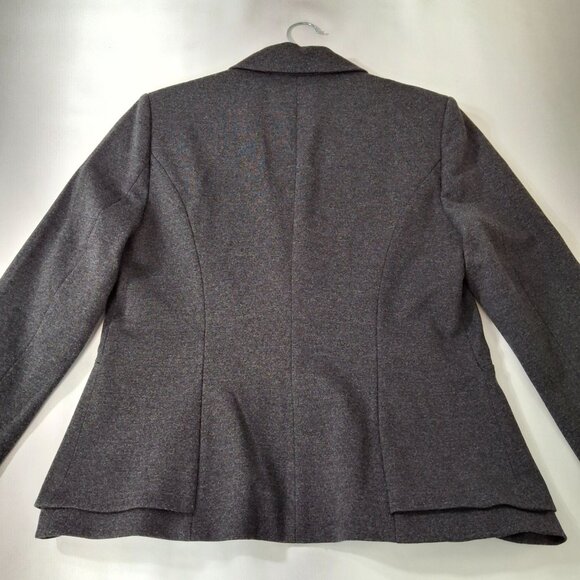 Womans Grey Business Career Suit Peplum Blazer Jacket Sz M Stretch Comfort - Picture 8 of 16